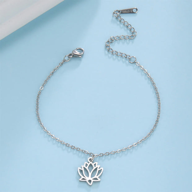 Buddha Stones Lotus Pattern Titanium Steel Enlightenment Bracelet - Golden(Wrist Circumference: 15-20cm) - image 1