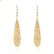 Buddha Stones Elegant Titanium Steel Balance Hammer Marks Earrings - Golden Teardrop Shape(Titanium Steel Posts) - image 1