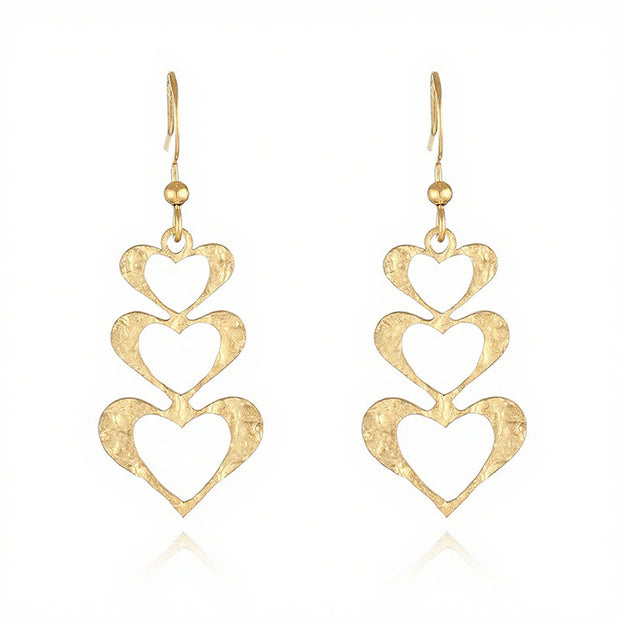 Buddha Stones Elegant Titanium Steel Balance Hammer Marks Earrings - Golden Heart Shape(Titanium Steel Posts) - image 7