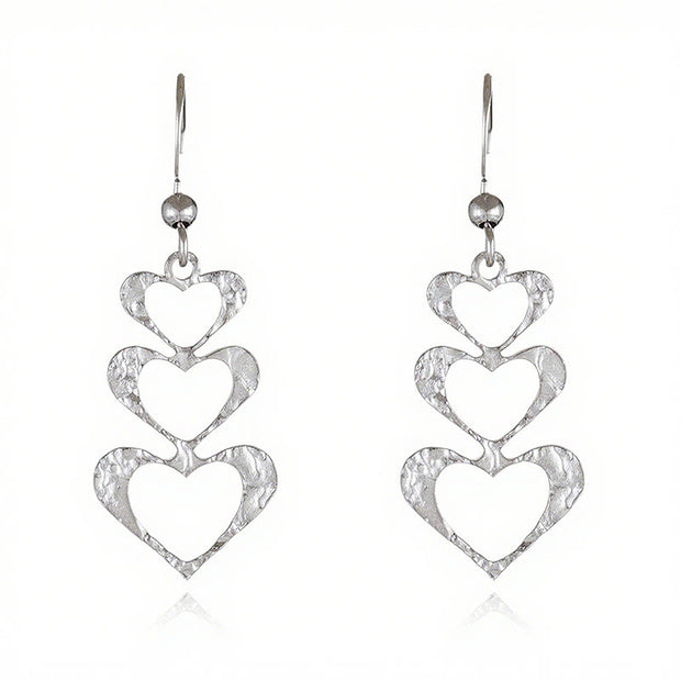 Buddha Stones Elegant Titanium Steel Balance Hammer Marks Earrings - Silvery Heart Shape(Titanium Steel Posts) - image 8