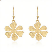 Buddha Stones Elegant Titanium Steel Balance Hammer Marks Earrings - Golden Flower Shape(Titanium Steel Posts) - image 4