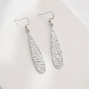 Buddha Stones Elegant Titanium Steel Balance Hammer Marks Earrings - Silvery Teardrop Shape(Titanium Steel Posts) - image 2