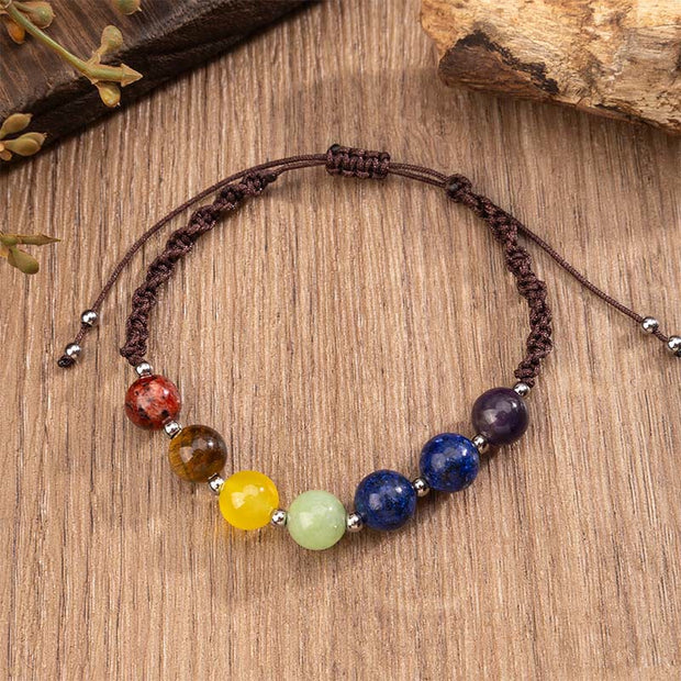 Buddha Stones Natural Various Crystals Tiger Eye Amethyst Courage Rope Bracelet - image 4
