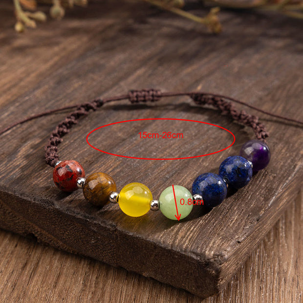 Buddha Stones Natural Various Crystals Tiger Eye Amethyst Courage Rope Bracelet - image 9