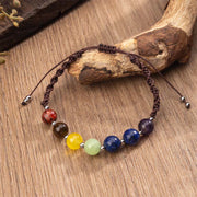 Buddha Stones Natural Various Crystals Tiger Eye Amethyst Courage Rope Bracelet - Brown Rope & Various Crystals(Wrist Circumference: 15-26cm) - image 1