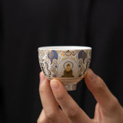 Buddha Stones White Thangka Buddha Auspicious Clouds Teacup Kung Fu Tea Cup - image 3