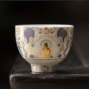 Buddha Stones White Thangka Buddha Auspicious Clouds Teacup Kung Fu Tea Cup - image 2