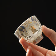 Buddha Stones White Thangka Buddha Auspicious Clouds Teacup Kung Fu Tea Cup - Buddha Pattern 5.3cm*4.3cm*40ml - image 1