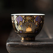 Buddha Stones Black Thangka Buddha Auspicious Clouds Teacup Kung Fu Tea Cup - image 2