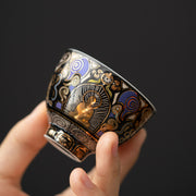 Buddha Stones Black Thangka Buddha Auspicious Clouds Teacup Kung Fu Tea Cup - Buddha Pattern 5.3cm*4.3cm*40ml - image 1
