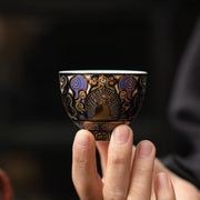 Buddha Stones Black Thangka Buddha Auspicious Clouds Teacup Kung Fu Tea Cup - image 8