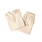 Buddha Stones Pure Color Cotton Linen Long Sleeve Top Pants Clothing Men's Set - image 7