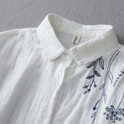 Buddha Stones Fall Dandelion Flower Buttons Long Sleeve Women's Cotton Shirt - image 3