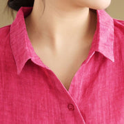 Buddha Stones Irregular Design Buttons Long Sleeve Women's Cotton Shirt - image 12