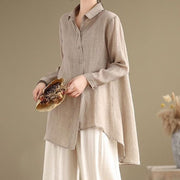 Buddha Stones Irregular Design Buttons Long Sleeve Women's Cotton Shirt - image 19