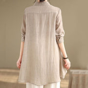 Buddha Stones Irregular Design Buttons Long Sleeve Women's Cotton Shirt - image 20