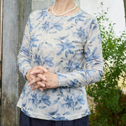 Buddha Stones Fall Blue Floral Women's Long Sleeve T-Shirt  For Older Adults - image 5