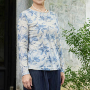 Buddha Stones Fall Blue Floral Women's Long Sleeve T-Shirt  For Older Adults - image 8