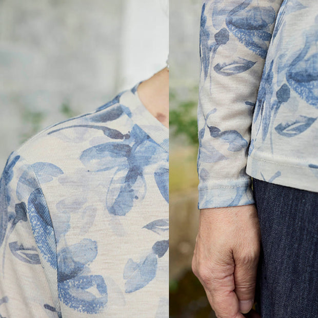 Buddha Stones Fall Blue Floral Women's Long Sleeve T-Shirt  For Older Adults - image 13
