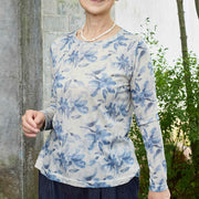 Buddha Stones Fall Blue Floral Women's Long Sleeve T-Shirt  For Older Adults - image 3