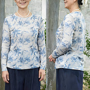 Buddha Stones Fall Blue Floral Women's Long Sleeve T-Shirt  For Older Adults - image 9