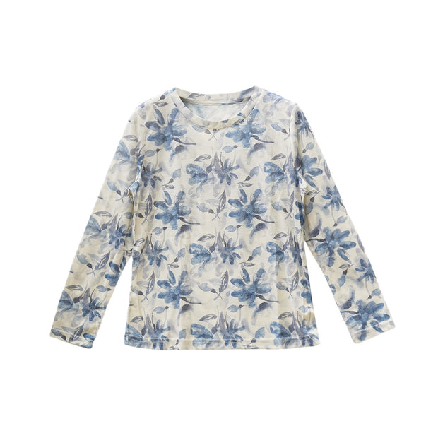 Buddha Stones Fall Blue Floral Women's Long Sleeve T-Shirt  For Older Adults - image 15