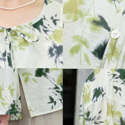Buddha Stones Green Floral Leaves Lace-Up Buttons Long Sleeve Women's Shirt For Older Adults - image 14