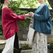 Buddha Stones Solid Color Linen Long Sleeve Women's Shirt For Older Adults - image 24