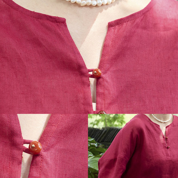 Buddha Stones Solid Color Linen Long Sleeve Women's Shirt For Older Adults - image 21