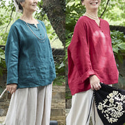 Buddha Stones Solid Color Linen Long Sleeve Women's Shirt For Older Adults - image 34