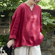 Buddha Stones Solid Color Linen Long Sleeve Women's Shirt For Older Adults - image 19