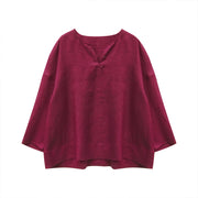Buddha Stones Solid Color Linen Long Sleeve Women's Shirt For Older Adults - image 22
