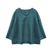 Buddha Stones Solid Color Linen Long Sleeve Women's Shirt For Older Adults - image 15