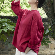 Buddha Stones Solid Color Linen Long Sleeve Women's Shirt For Older Adults - image 18