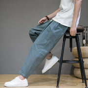 Buddha Stones Casual Pure Color Tapered Design Men's Cotton Linen Drawstring Pants With Pockets - image 3