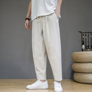 Buddha Stones Casual Pure Color Tapered Design Men's Cotton Linen Drawstring Pants With Pockets - Beige - US/UK/AU46，EU56 (5XL) - image 15