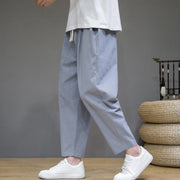 Buddha Stones Casual Pure Color Tapered Design Men's Cotton Linen Drawstring Pants With Pockets - image 20