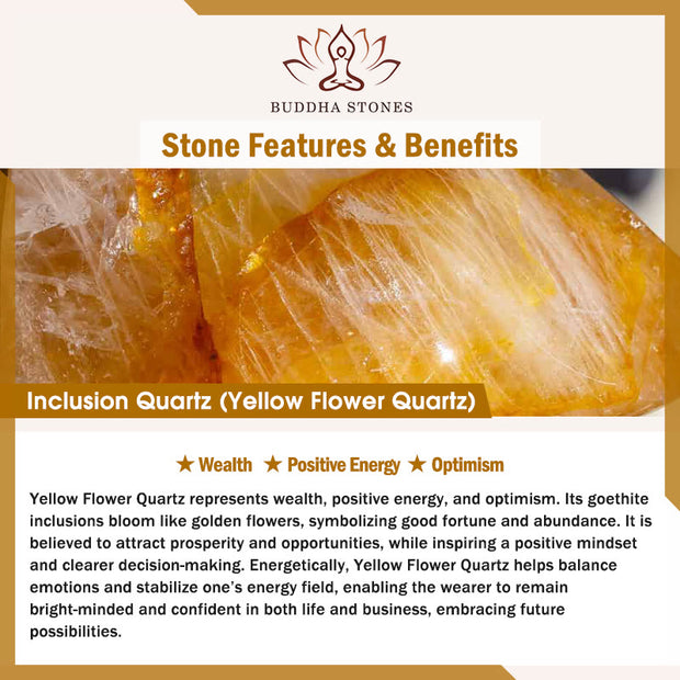 Buddha Stones 925 Sterling Silver Natural Inclusion Quartz Yellow Flower Quartz Cat Wealth Necklace Pendant - image 7