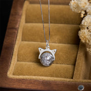 Buddha Stones 925 Sterling Silver Natural Silver Quartz Super Seven Crystal Cat Necklace Pendant - image 2