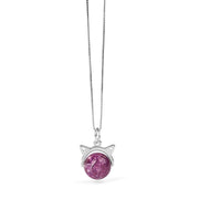 Buddha Stones 925 Sterling Silver Natural Light Purple Fireworks Super Seven Crystal Cat Necklace Pendant - image 7