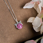 Buddha Stones 925 Sterling Silver Natural Light Purple Fireworks Super Seven Crystal Cat Necklace Pendant - image 3
