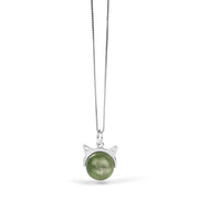Buddha Stones 925 Sterling Silver Natural Green Lepidolite Cat Protection Necklace Pendant - image 7