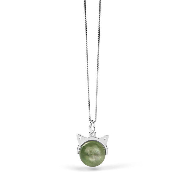 Buddha Stones 925 Sterling Silver Natural Green Lepidolite Cat Protection Necklace Pendant - image 7