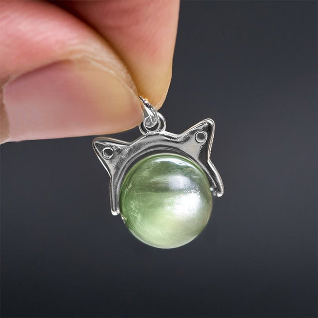 Buddha Stones 925 Sterling Silver Natural Green Lepidolite Cat Protection Necklace Pendant - image 6
