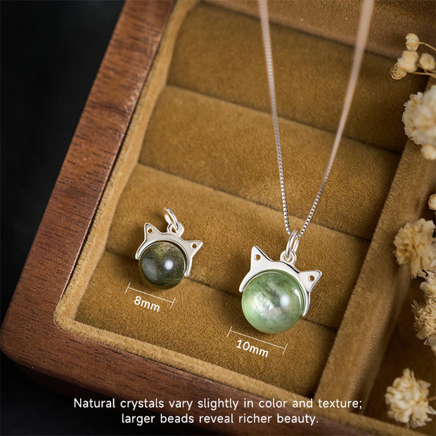 Buddha Stones 925 Sterling Silver Natural Green Lepidolite Cat Protection Necklace Pendant - image 4