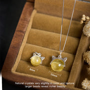Buddha Stones 925 Sterling Silver Natural Golden Lepidolite Cat Prosperity Necklace Pendant - image 4