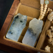 Buddha Stones Natural Xiuyan Jade Cat Rope Necklace Pendant - image 4
