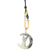 Buddha Stones Natural Xiuyan Jade Crescent Moon Cat Balance Necklace Pendant - image 7