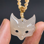 Buddha Stones Fox Mask White Agate Protection Necklace Pendant - image 6