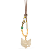 Buddha Stones Fox Mask White Agate Protection Necklace Pendant - image 7